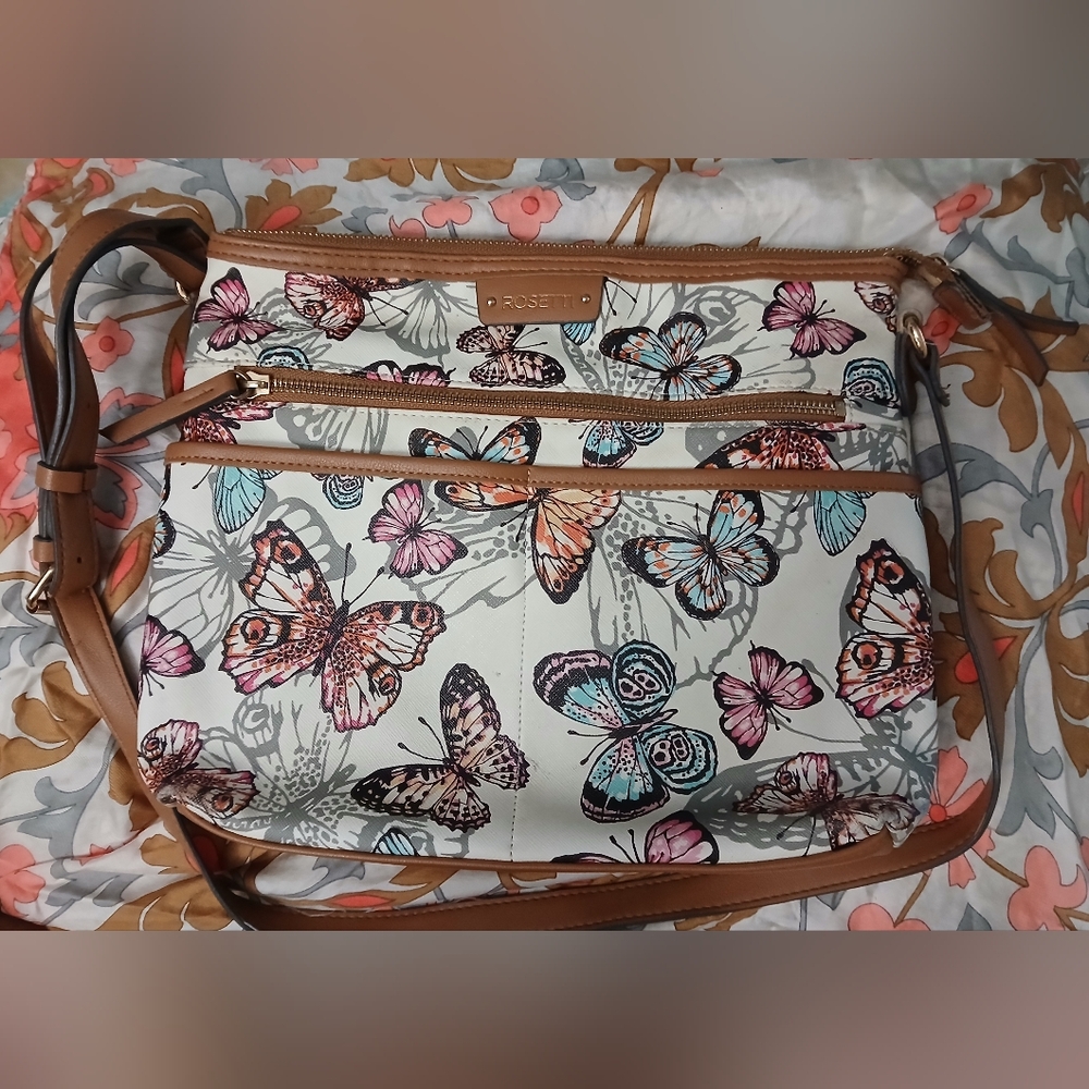 Rosetti Butterfly Print Crossbody Bag - Multicolor